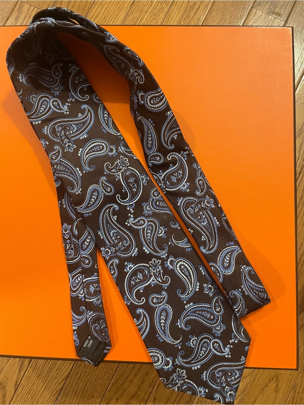 Michael Kors 100% Silk Brown Paisley Tie